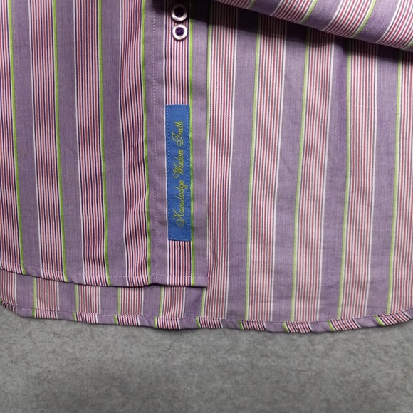 Robert Graham Shirt Medium Flip Cuff Bright Loud Striped Luxury Designer - Picture 7 of 16